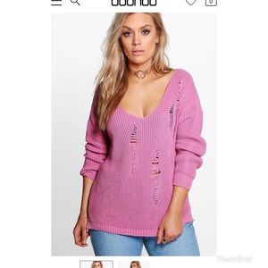 Distressed pink sweater